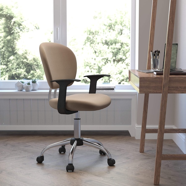 Flash Furniture Mesh Task Chair, 17-1/4" to 21", Fixed Arms, Coffee Brown H-2376-F-COF-ARMS-GG - main